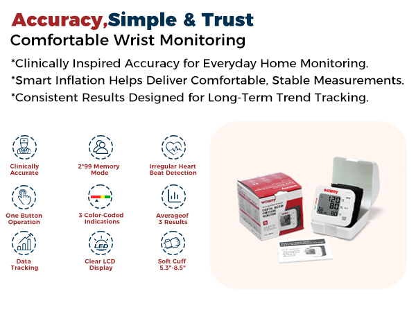 WEONY blood pressure machine,digital automatic wrist blood pressure cuff,2*99sets memory