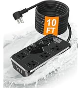 Outdoor Power Strip Weatherproof, Waterproof Surge Protector with 6 Wide Outlet with 3 USB Ports,...