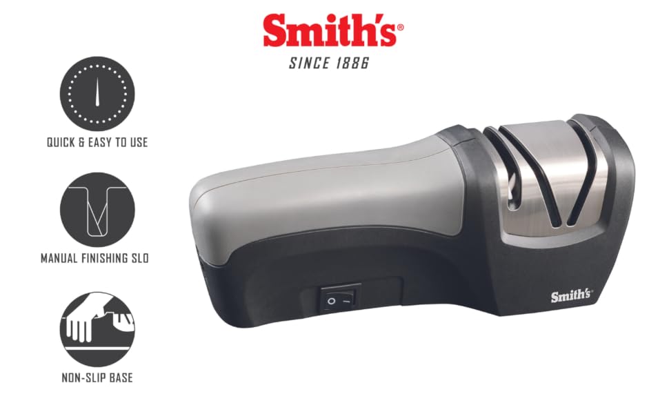 compact electric knife sharpener with comfortable grip handle for easy sharpening and non slip base