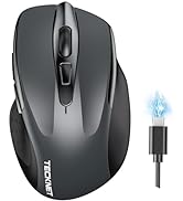 TECKNET Wireless Mouse (BT5.0/3.0 & 2.4G) Rechargeable 4800 DPI Silent USB A & Bluetooth Mouse 6 ...