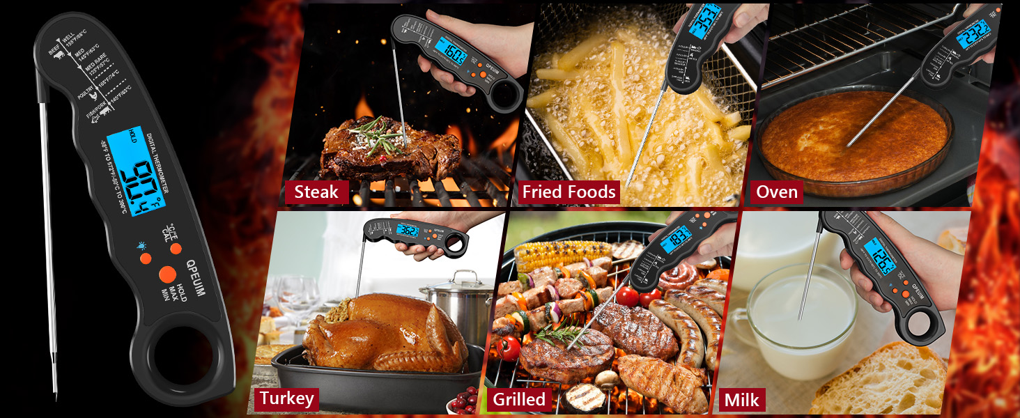 Meat Thermometer Digital - Instant Read Food Thermometer for Cooking Grilling