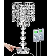 Crystal Table Bedside Lamp Touch Control, 3-Way Dimmable and Bulb Included, Acaxin Medium Nightst...