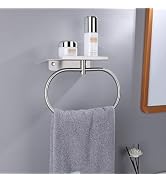 DIYZON Towel Ring with Shelf Steel Self, 304 Stainless Steel Sticky Hand Towel Holder, Self Adhes...