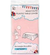 D&Z Pink Disposable Plastic Tablecloth for Rectangle Tables - 12 Pack, 54 x 108 inch Table Cloths...