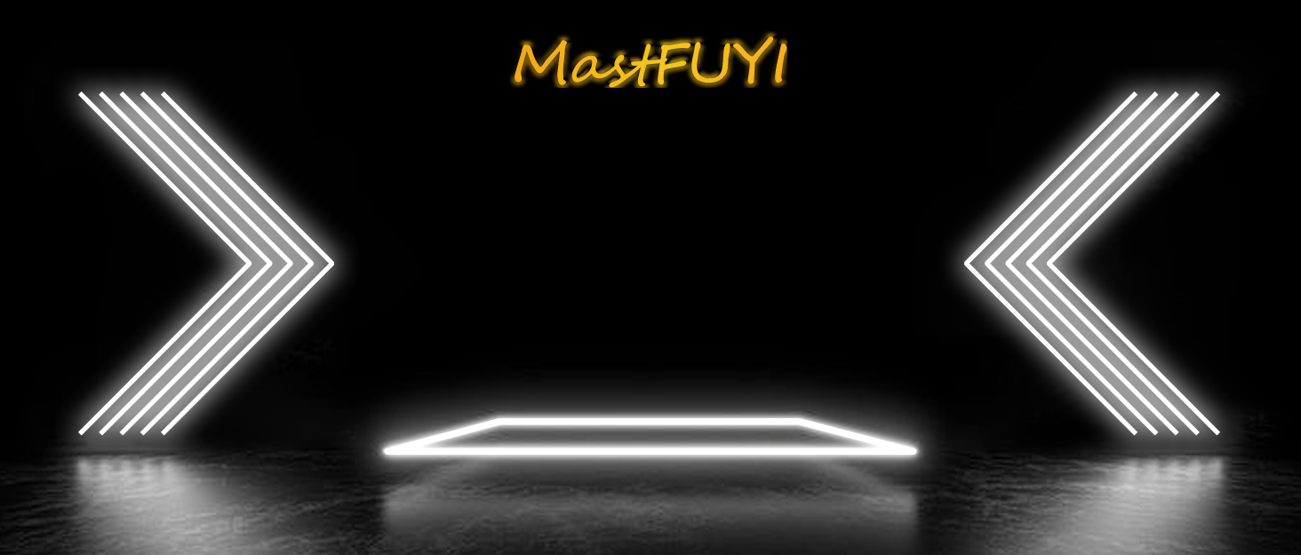 Text reads 'MaxFUN'. Neon-style white arrow design on black background.