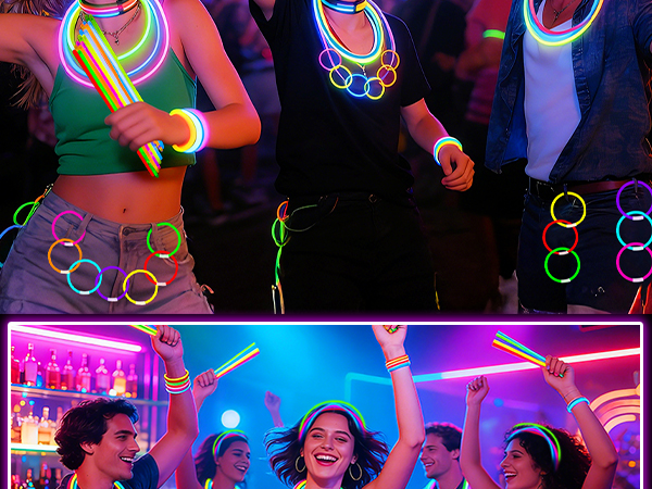 Everyone wore fluorescent bracelets and danced together.