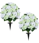 GTIDEA Artificial Boxwood Topiary Ball with Hydrangea, Set of 2 Artificial Shrub Bushes with Grou...