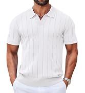 COOFANDY Mens Polo Shirts Short Sleeve V Neck Knit Shirts for Men Casual Old Money Clothes Mens G...