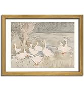 ARKZSHO Wood Frame Canvas Poster Wall Art Swan Painting Wall Decor