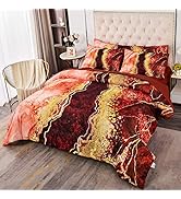 PERFEMET Full Size Comforter Set 6 Pcs Marble Bed in a Bag with Sheets Set Retro Artwork Style Or...