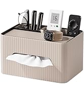 KINGFOM Leather Tissue Box Cover with Storage Tray, Decorative Tissue Box Holder Organizer for Of...