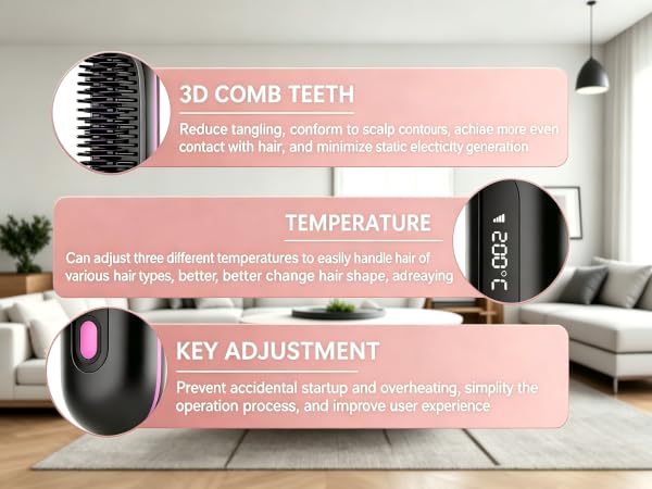 Rechargeable Brush for Straightening and Curling (1Pcs)