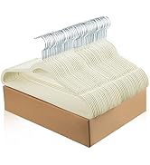 ELONG HOME Velvet Hangers 50 Pack, Beige Slim Felt Hangers with 360° Swivel Hook, Non Slip Skinny...