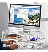 Wymexen Acrylic Monitor Stand, 2 Tier Computer Monitor Stand Riser,16 inch Acrylic Computer Monit...