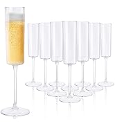 Ciaell 36 Pack Plastic Champagne Flutes - 6 Oz Disposable Champagne Glasses - Square Clear Plasti...
