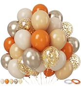 Paready Burnt Orange Balloons Set, 50Pcs Orange and Apricot Balloons, 12 Inch Metallic Confetti G...