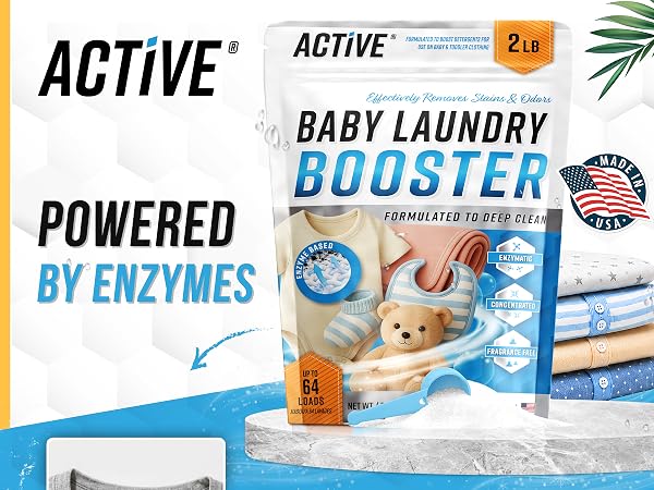 Enzyme Powered Laundry detergent booster powder for baby clothes stain remover