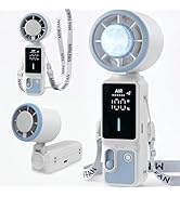 Portable Turbo Fan with Ice Cooling, 4-in-1 Foldable Handheld & Neck Fan, 100 Stepless Speeds, 60...