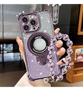 Uioeua Compatible with iPhone 14 Pro Max Magsafe Case,Luxury Glitter Bling Sparkle Stand Kickstan...