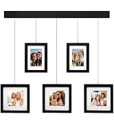 Wodhels Solid Wood Collage Picture Frame Set of 5, Black Gallery Wall Hanging Frames with Adjusta...