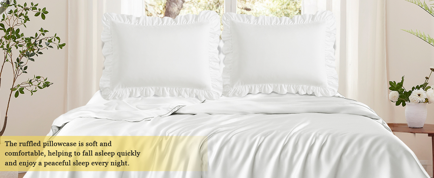 Ruffle Pillow Cases White