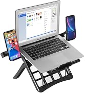 ergounion Laptop Stand with Phone Holder, 10-17" | Ergonomic Adjustable, 360° Rotating Base, 2-in...