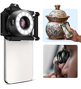 APEXEL 120X Phone Microscope Lens, Jewelers Loupe Magnifier with Eyecup/Illuminated LED Light/Uni...