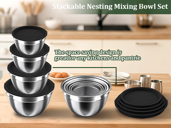 stainless steel mixing bowls with lids