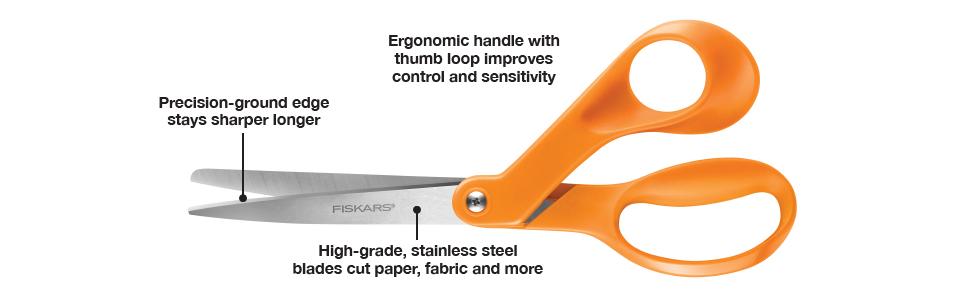 Fiskars The Original Orange Handled Scissors, 8 Inch, Orange
