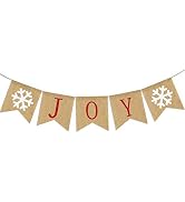 Burlap Joy Banner | Christmas Bunting Banner | Rustic Christmas Decorations | Holiday Banner| Hol...
