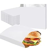 EUSOAR Grease Bag Disposable, 100pcs 6.7"x6.7"x1.2" White Aluminum Foil Hamburger Sandwich Wrappe...