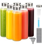 Zukro Glass Juice Bottles with Lids for Juicing 18 oz, Reusable Clear Glass Water Bottles with St...