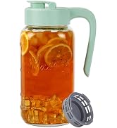 Spreccio Mason Jar Pitcher with Tea Filter, Airtight & Leakproof Glass Pitcher with Lid, 64 oz Su...