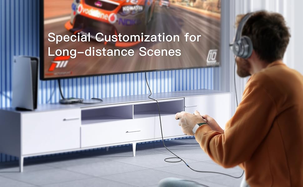 long distance headphone extension cable for tv gaming console home theater stereo sound
