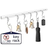 AJAZZ Cabinet-Mounted Key Rack – No-Install Non-Removable Adhesive Plastic Holder with Movable Ho...