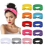 Huachi 12 Pack Bow Headbands for Women Headwraps Hair Band Knotted Headband Rabbit Ears Stretchy ...