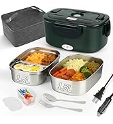 Electric Lunch Box for Adults - 1.5L Single/Double Layer Stainless Steel Food Warmer - 80W Fast P...
