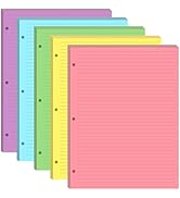 3 Hole Colorful Lined Paper - 100 Sheets/200 Pages Loose Leaf Paper Line Refills, Per Color 20 Sh...
