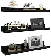 Giftgarden 24 Inch Black Floating Shelves Wall Mounted Picture Ledge Shelf for Storage Bedroom Ba...