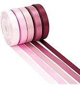 HUIHUANG Pink Ribbon Pack Satin Ribbon Assortment 5 Colors Double Face Valentine's Day Ribbon for...