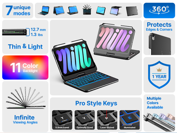 for ipad mini gen 6 case with keyboard