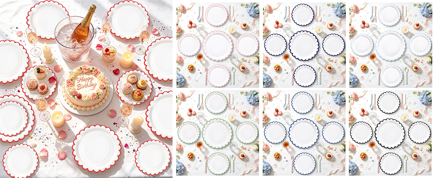 scalloped paper plates disposable small dessert plates large dinner plates for party scalloped plate