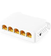 Gigabit PoE Passthrough Switch, 1 PoE in 4 PoE Out Extender, IEEE802.3af/at/bt PoE Powered 90W, 1...