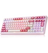 Aula F99 Mechanical Keyboard Pink, Wireless Gaming Keyboards Hot Swappable Custom Creamy Computer...