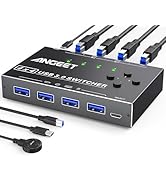 USB 3.0 Switch 4 Port, ANGEET USB Switch Selector for 4 Computer Share 4 USB Devices,Keyboard Mou...