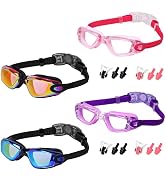 ORANZI Kids Swim Goggles, 4 Packs Swimming Goggles for Kids Youth Girl Boy, Anti-Fog Anti-UV Leak...