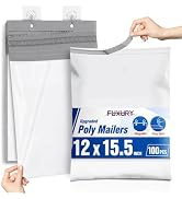 Fuxury Poly Mailers 12x15.5" 100PC White Shipping Bags for Clothing with Easy-Open Tear Strip & E...