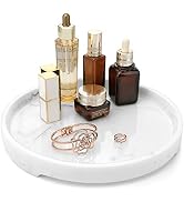 MoKo Resin Vanity Tray,Marble Perfume Tray Round Kitchen Tray Decorative Bathroom Tray for Dresse...
