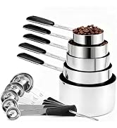 Bopei Measuring Cups and Spoons Set Stainless Steel 10 Piece for Cooking and Baking (5 Cups + 5 S...