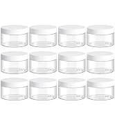 TUZAZO 12 Pack 4 Oz Plastic Jars with White Lids, 4oz Small Plastic Containers with Lids for Cosm...